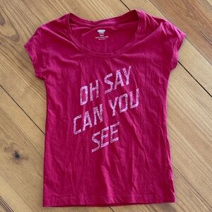 Old Navy Patriotic Short Sleeve Tee with White Graphic Text